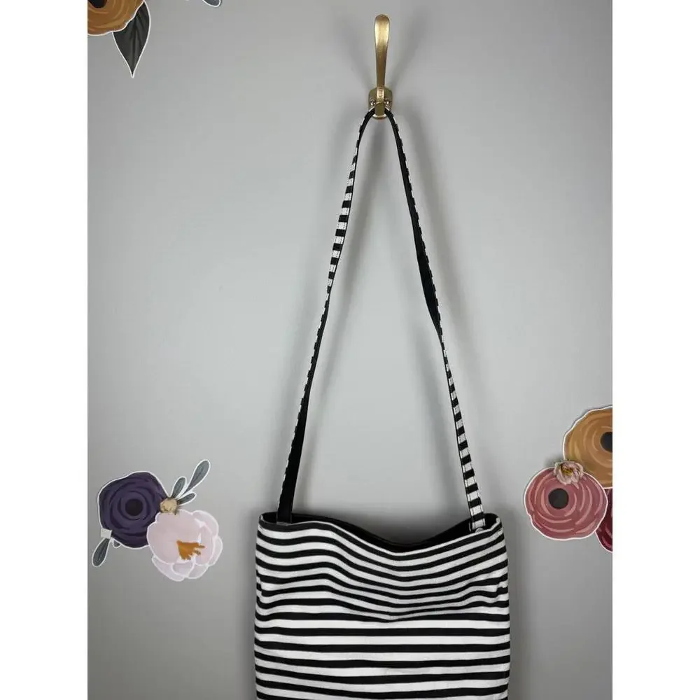 Kate Spade Black and White Striped Crossbody Saturday Bag